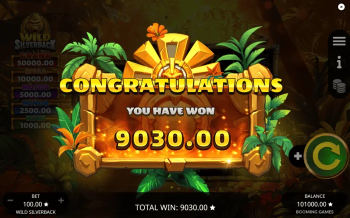 Wild Silverback – celková výhra za kolo Free Spins